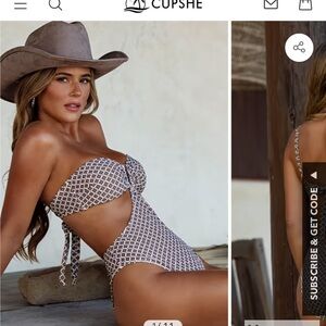 Cupshe Brown and White One Piece Swimsuit